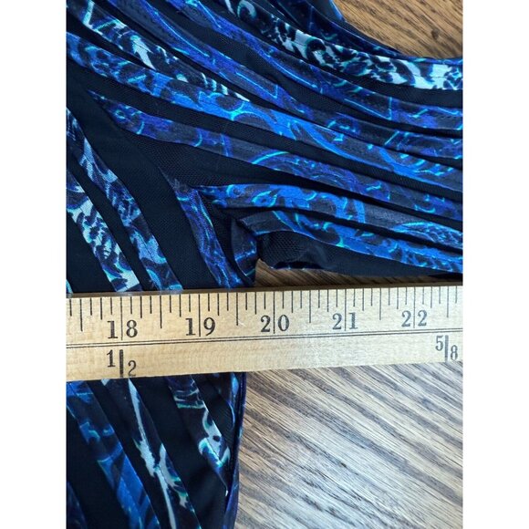 Chicos Travelers Womens Navy Ombre Auden Strip Jacket Size 1/Medium Sheer - Picture 9 of 11